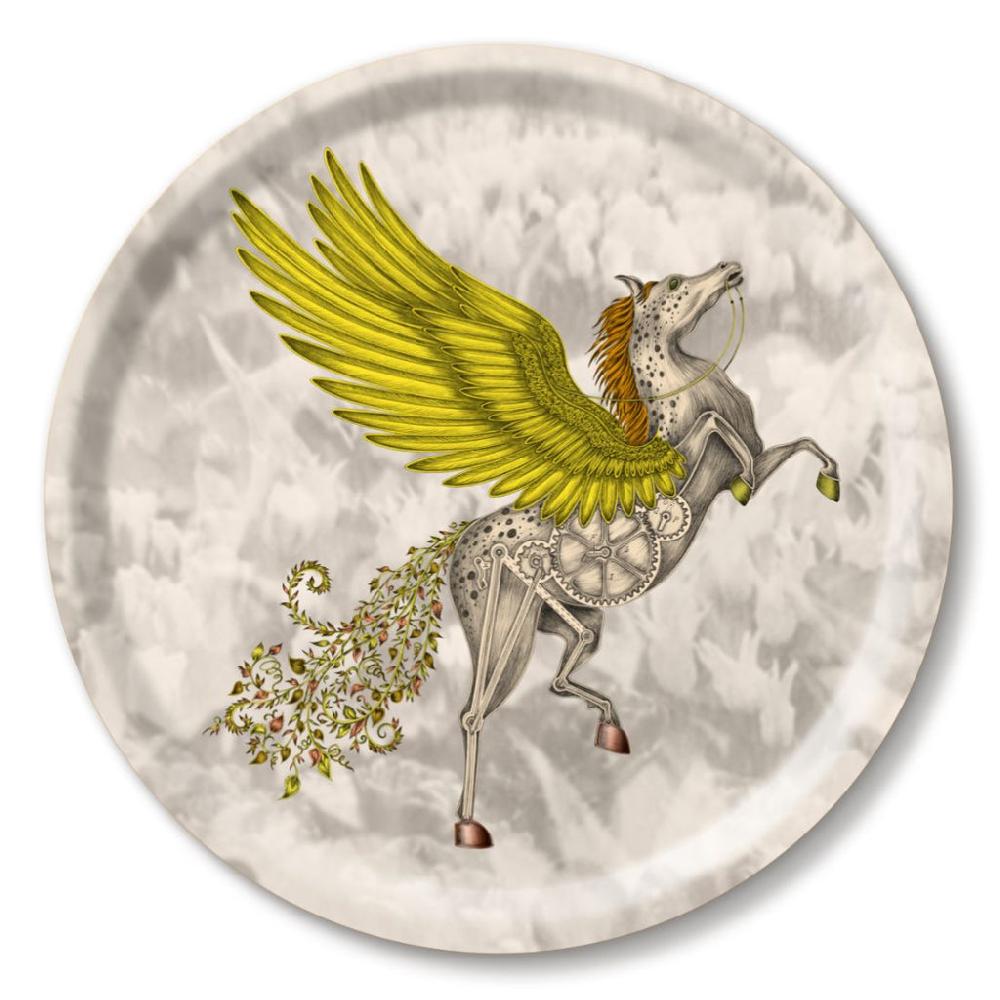 greige Pegasus Tray - Gold - Diameter 39cm