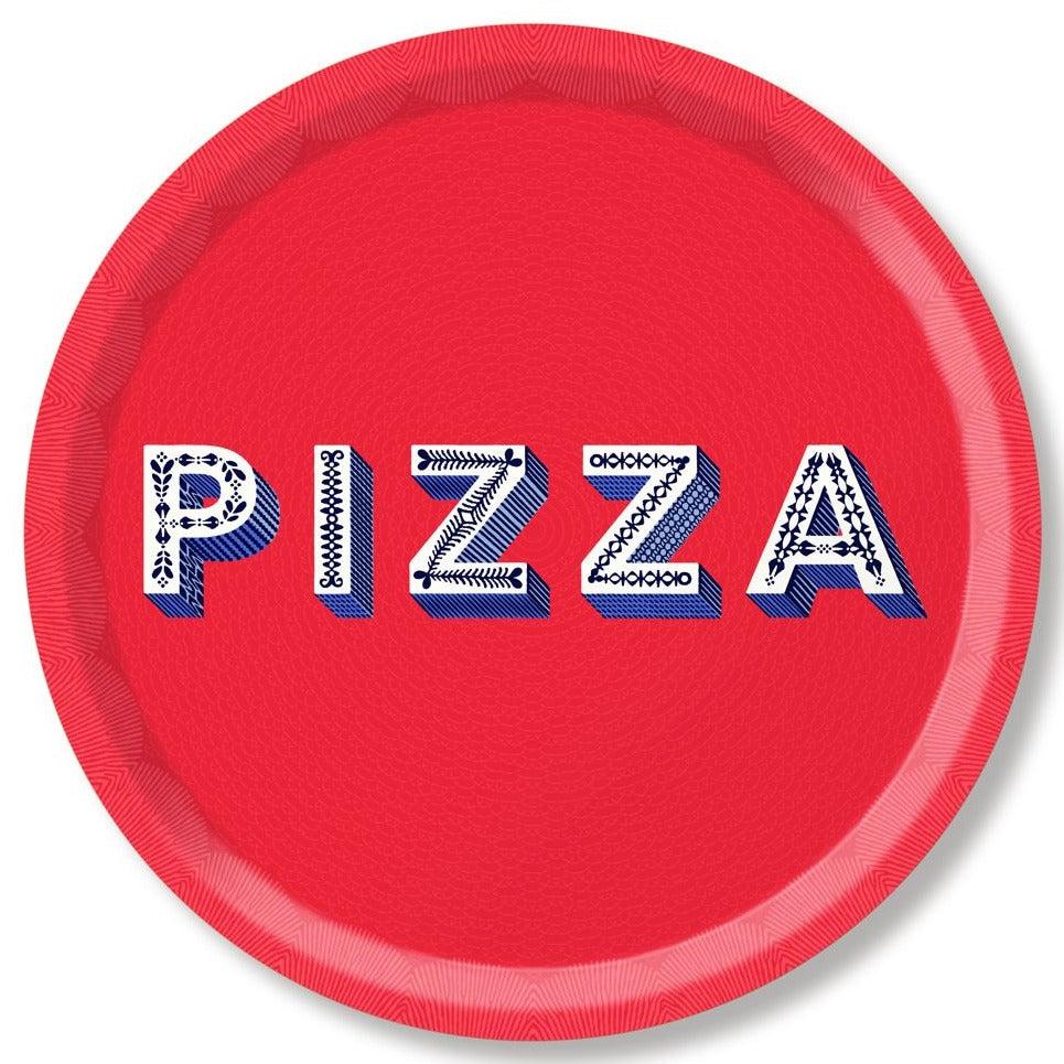 greige Pizza Tray - Red - 39cm