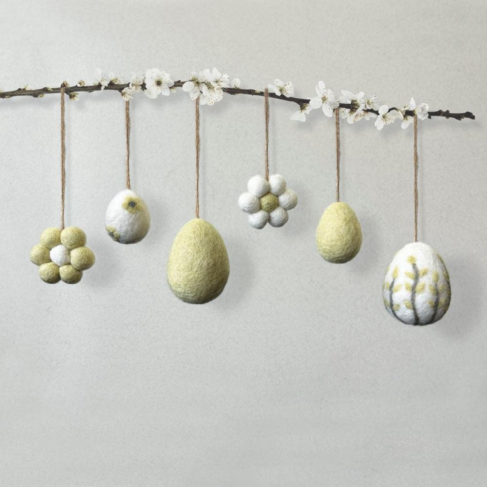 Greige Plain Felt Egg - Large - Yellow Green Or Pink