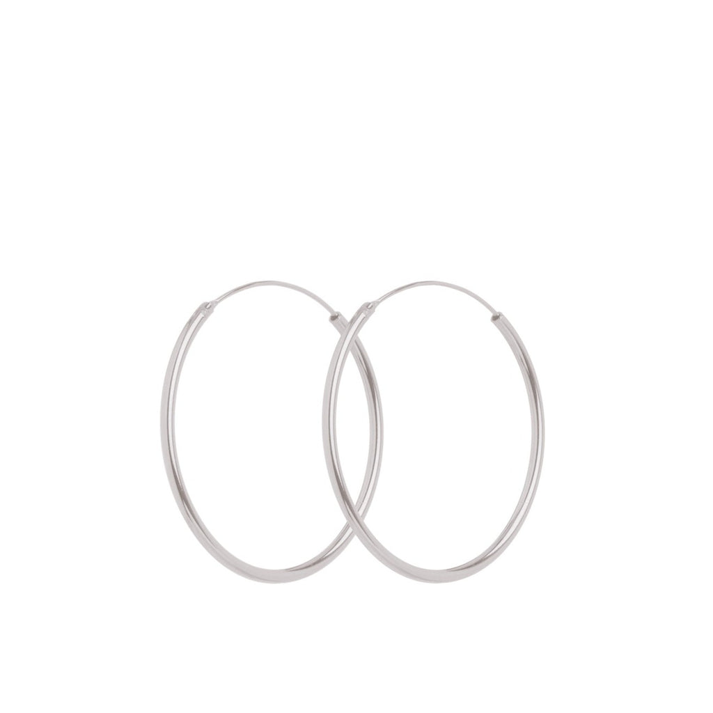 greige Plain Hoop Earrings - Silver - Pernille Corydon