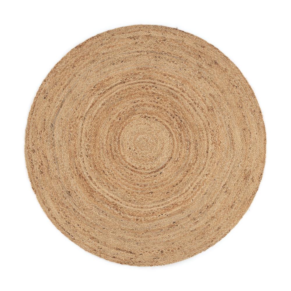 greige Plain Woven Jute Rug - Round - 150cm
