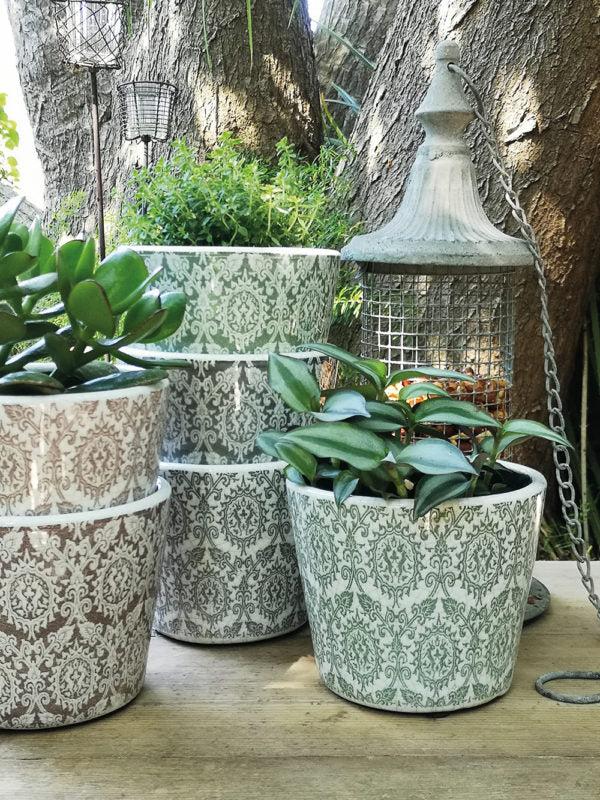 Greige Plant Pot Delphi Mixed Colours - Set Of Six