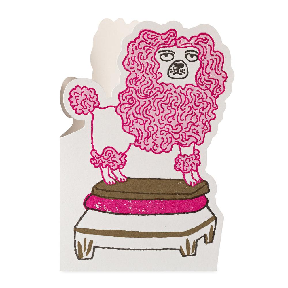Greige Poodle Letterpress Card - Single