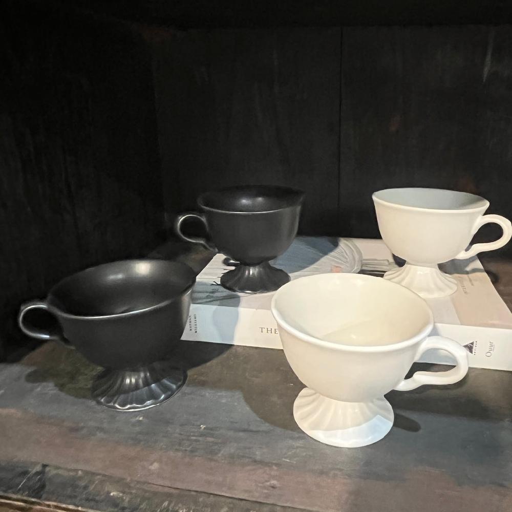 greige Porcelain Yin and Yang Cups