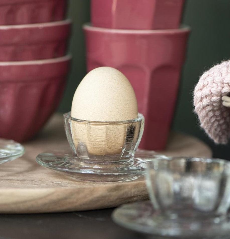 greige Pressed Glass Egg Cup