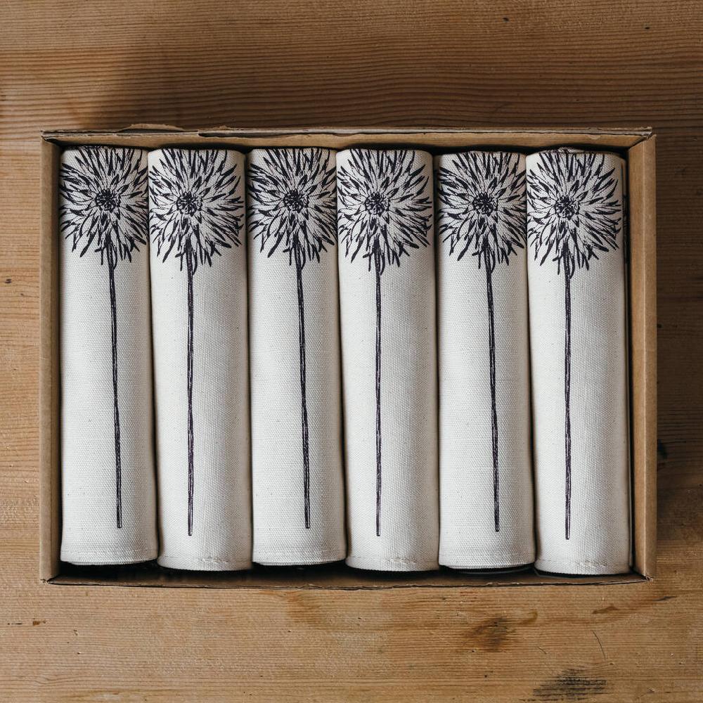 greige Purple Dahlia Cotton Napkin Gift Set