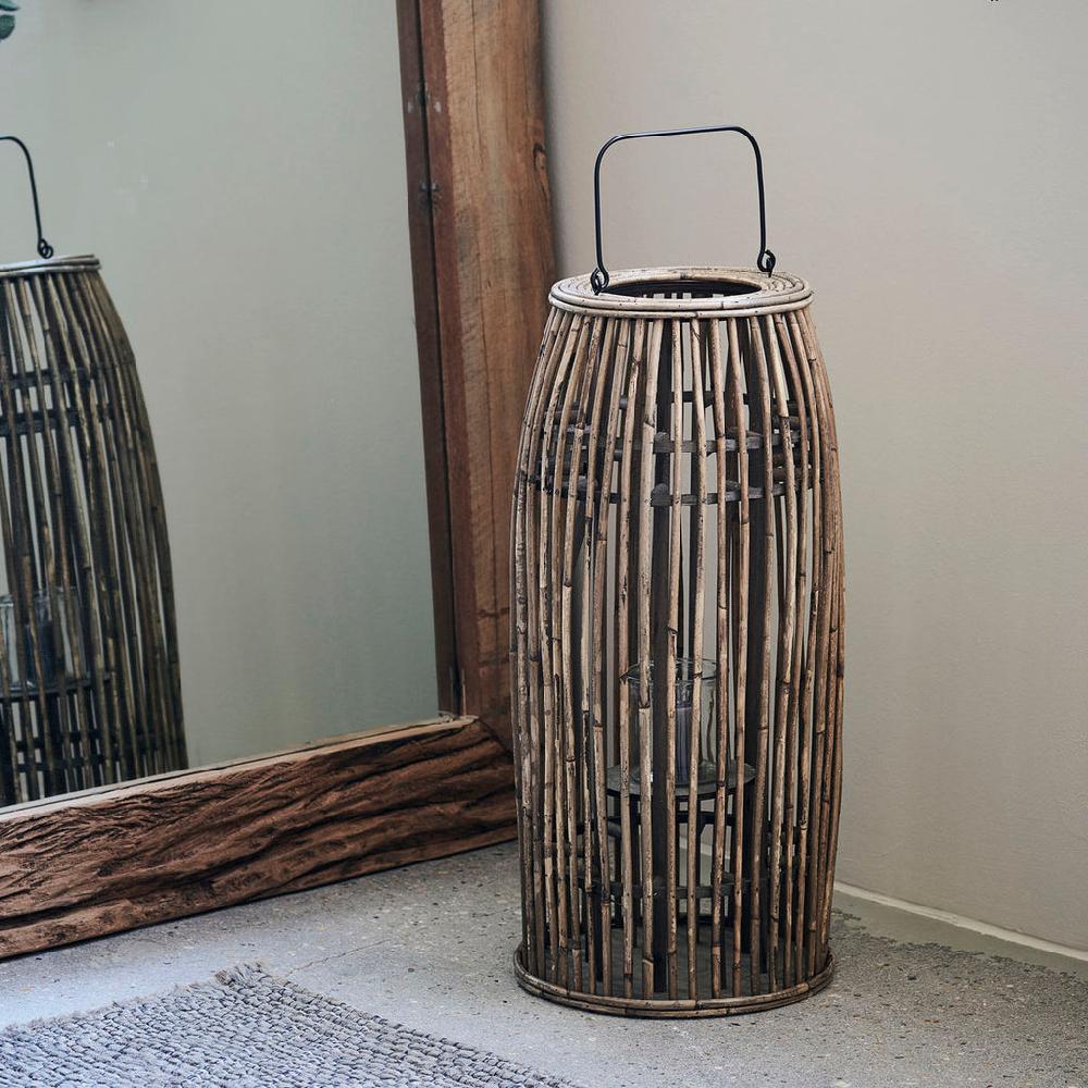 Greige Rattan Lantern - Ova - Extra Large