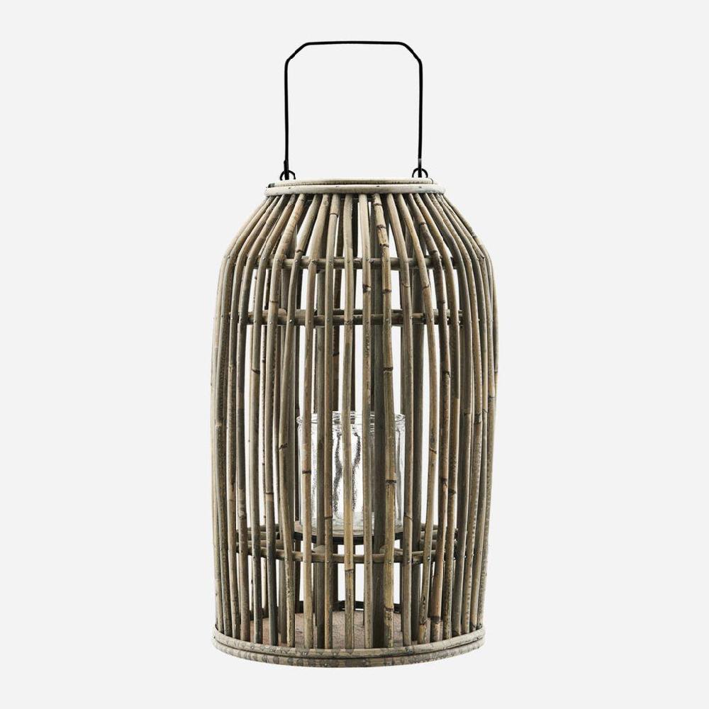 Greige Rattan Lantern - Ova - Large