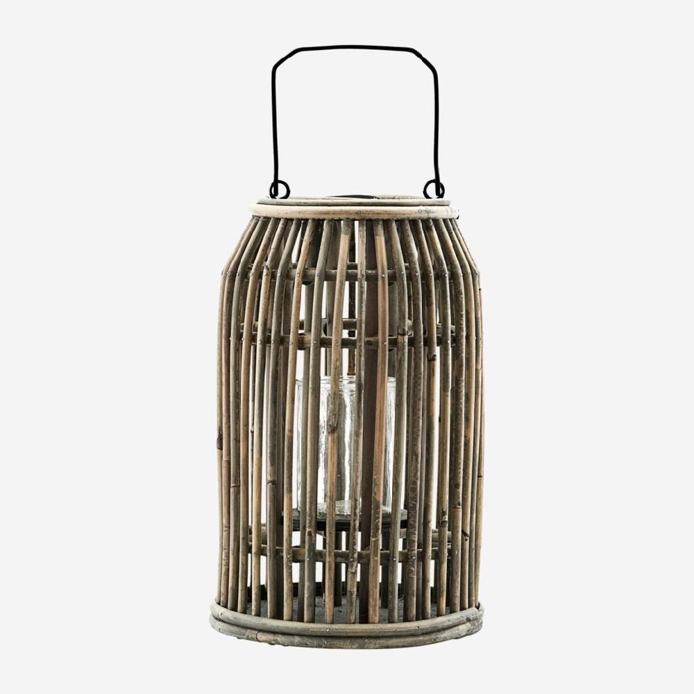 Greige Rattan Lantern - Ova - Medium