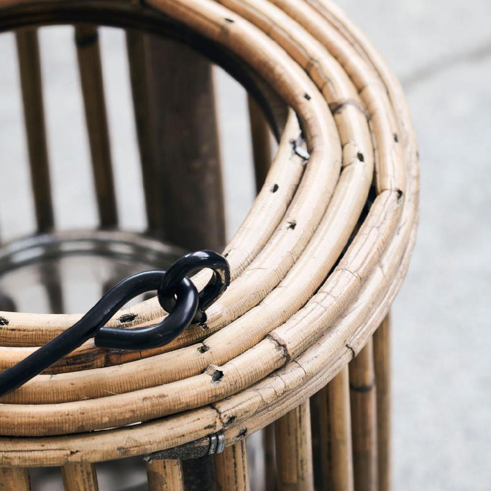 Greige Rattan Lantern - Ova - Small