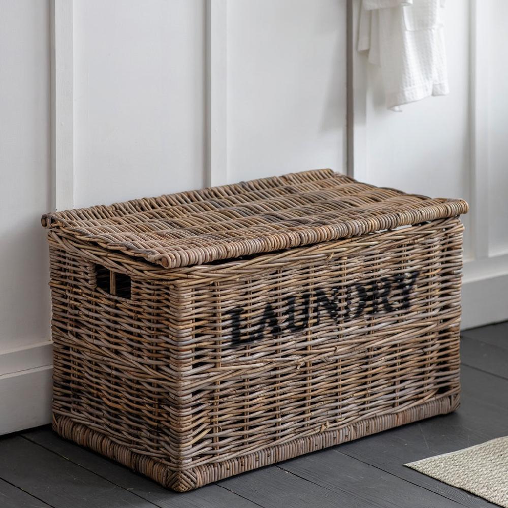 Greige Rattan Laundry Chest - Darks And Lights