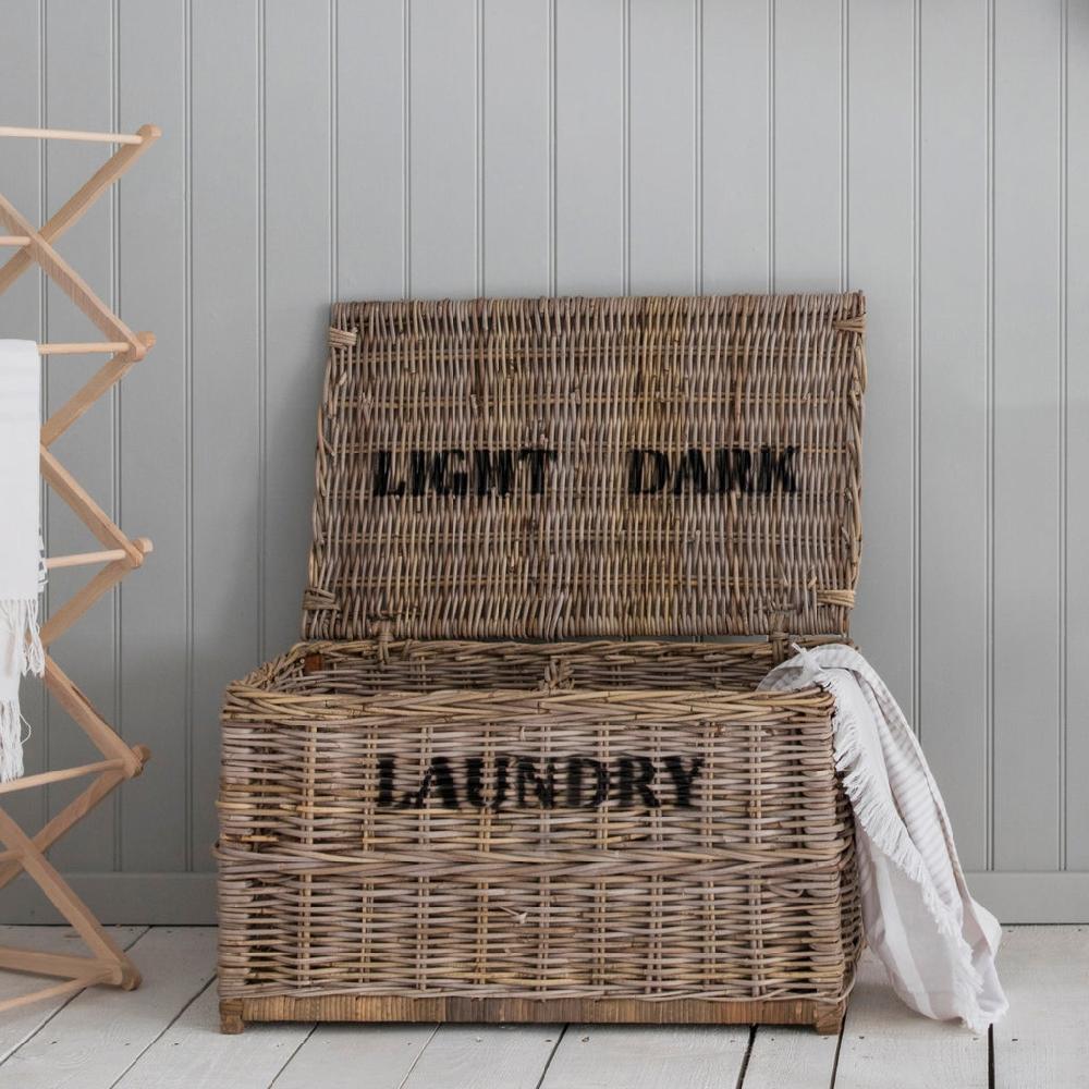 greige Rattan Laundry Chest - Darks and Lights