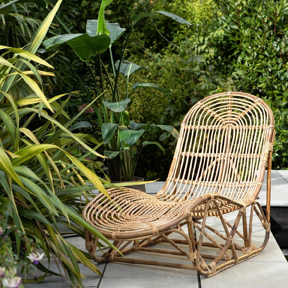 Greige Rattan Lounger Chair