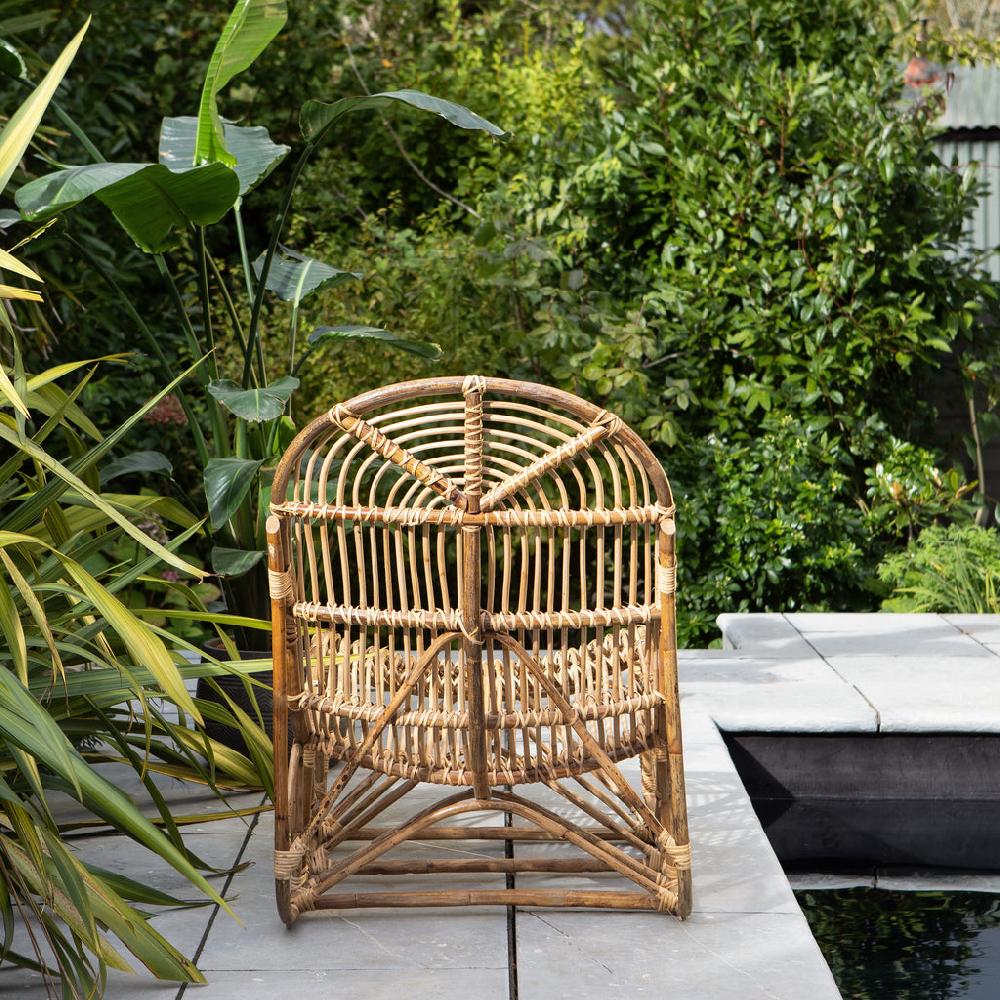 Greige Rattan Lounger Chair