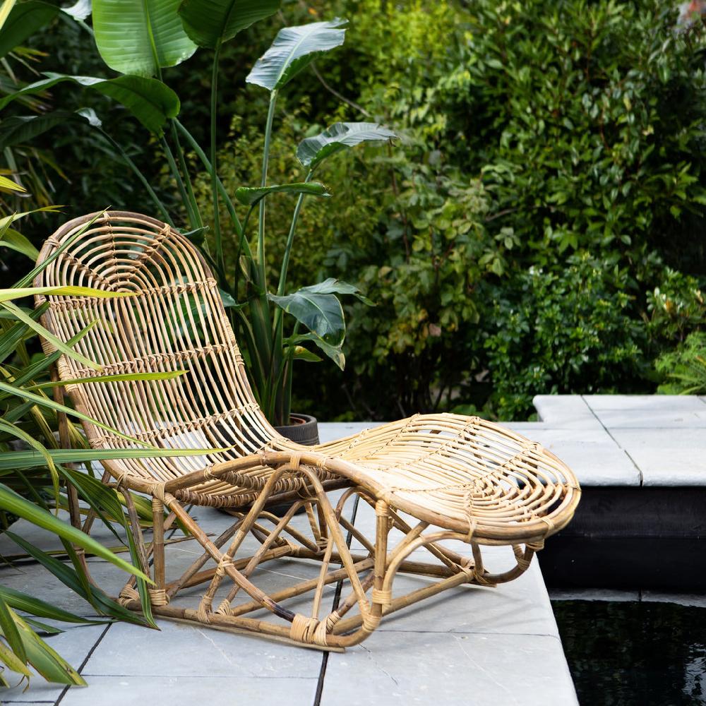 greige Rattan Lounger Chair