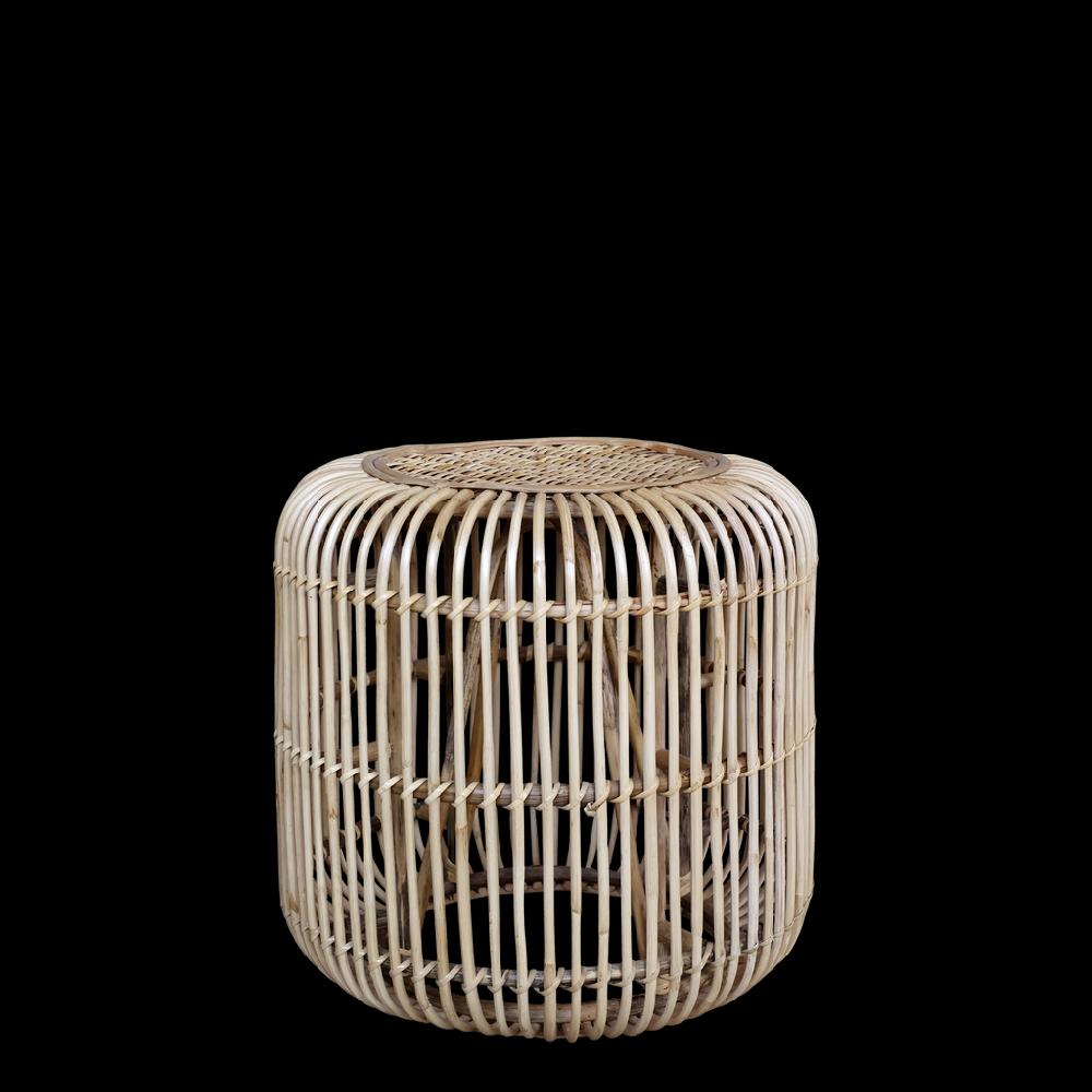 Greige Rattan Side Table
