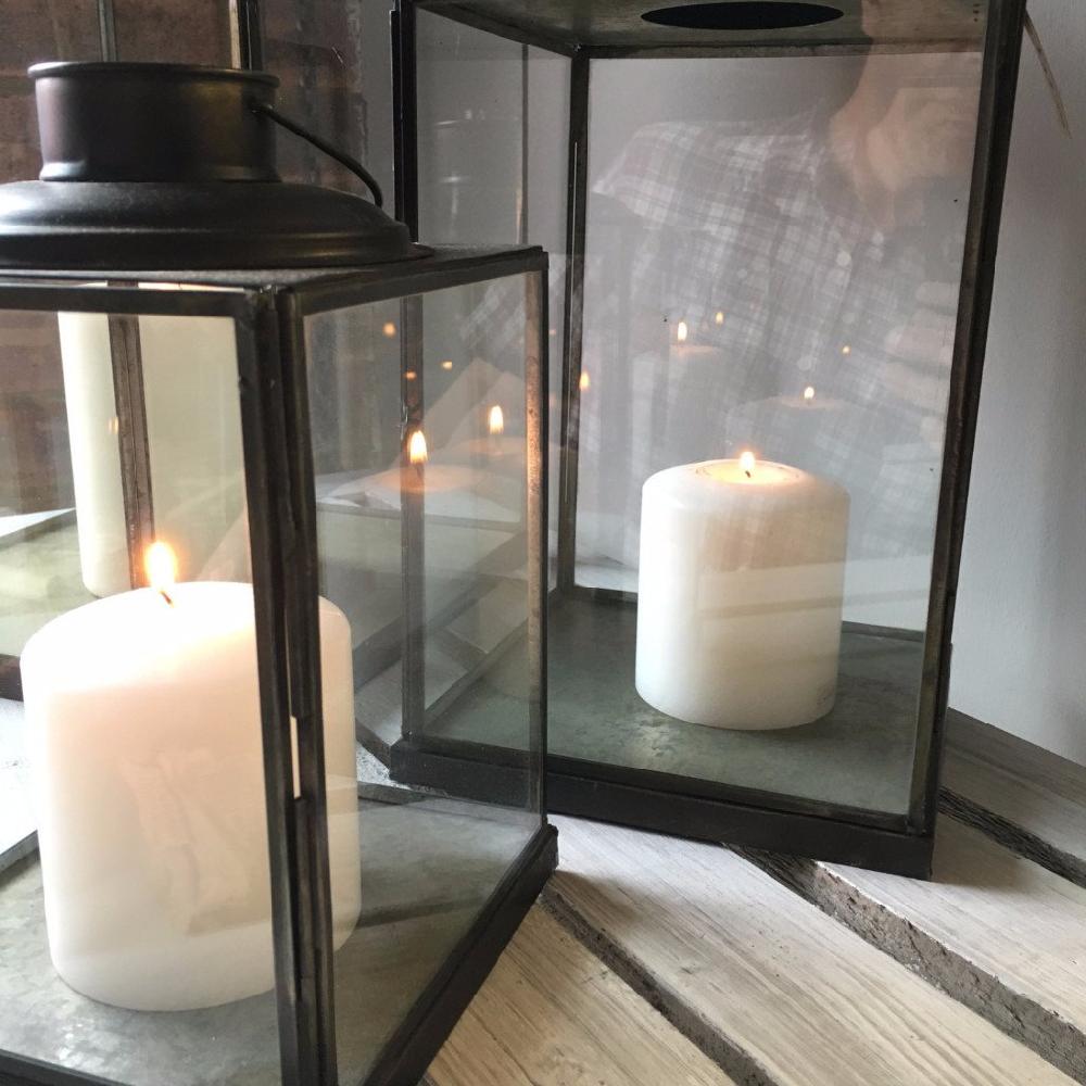 Greige Real Flame Faux Pillar Candle