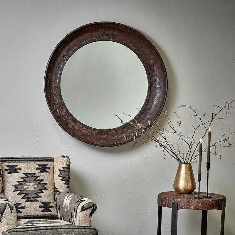 greige Reclaimed Iron Tray Mirror