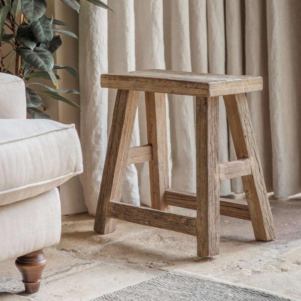 Greige Reclaimed Wood Stool