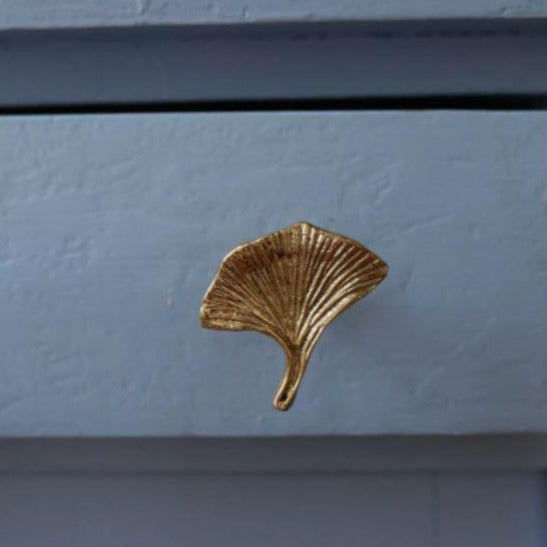 Greige Recycled Brass Ginkgo Leaf Knob