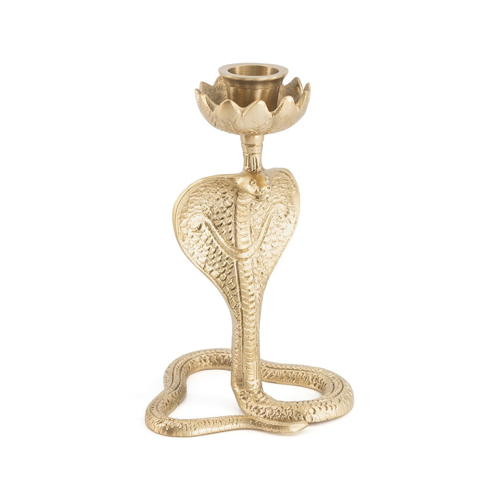 Greige Recycled Brass Snake Candle Holder