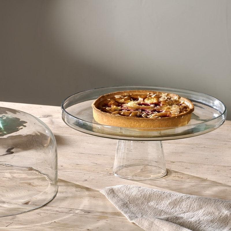 Greige Recycled Glass Cake Stand And Dome