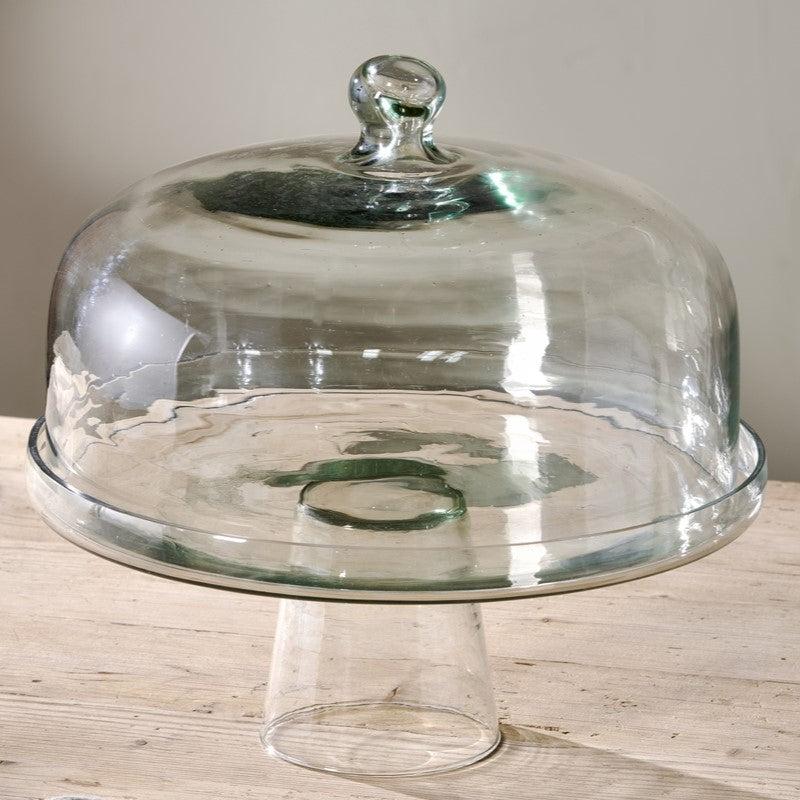 Greige Recycled Glass Cake Stand And Dome
