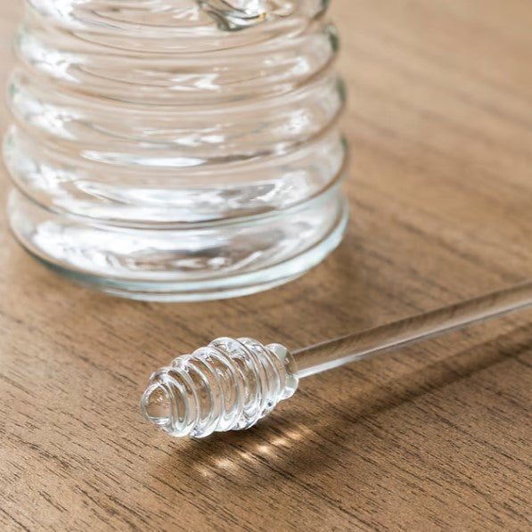 Greige Recycled Glass Honey Pot And Dibber