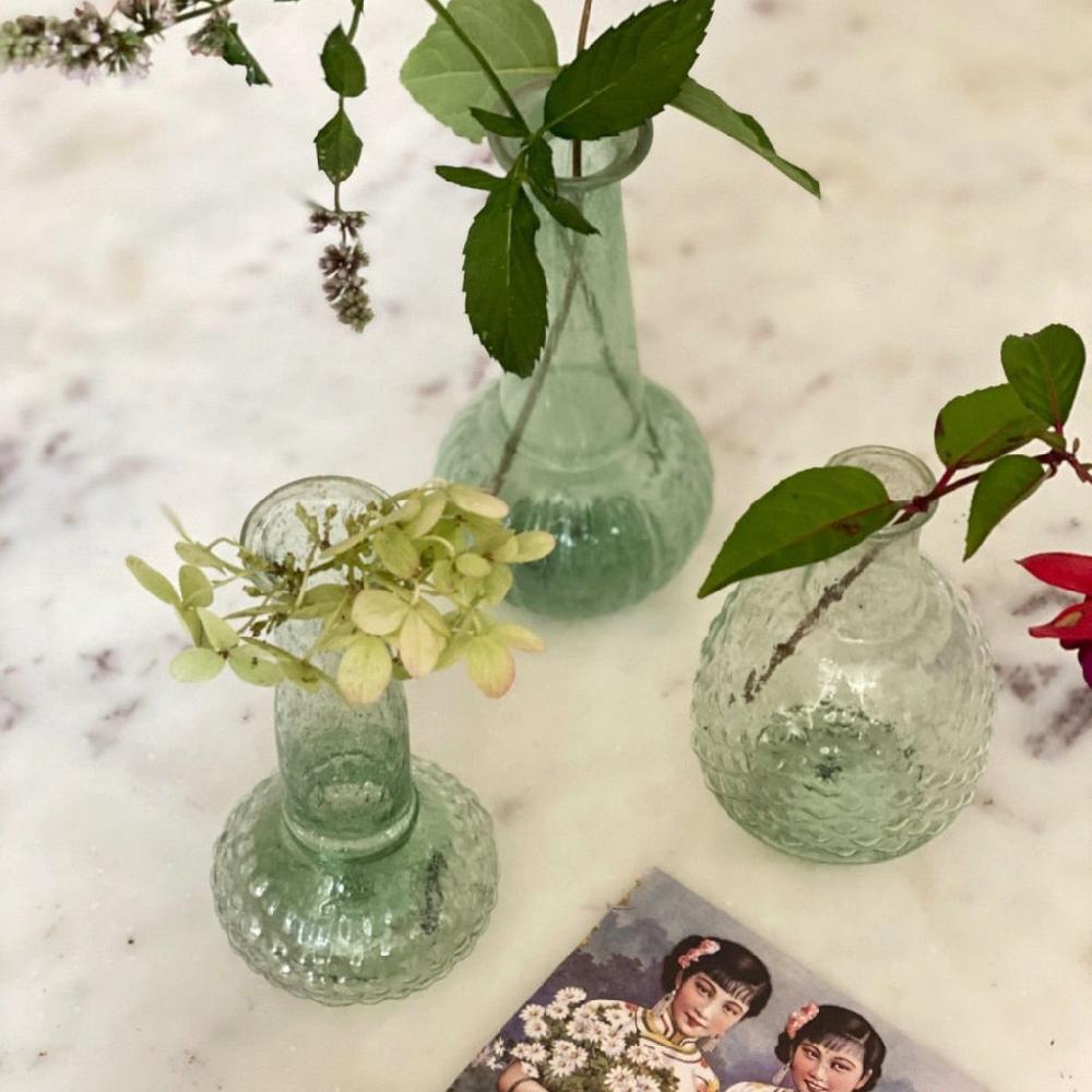 Greige Recycled Green Glass Vase