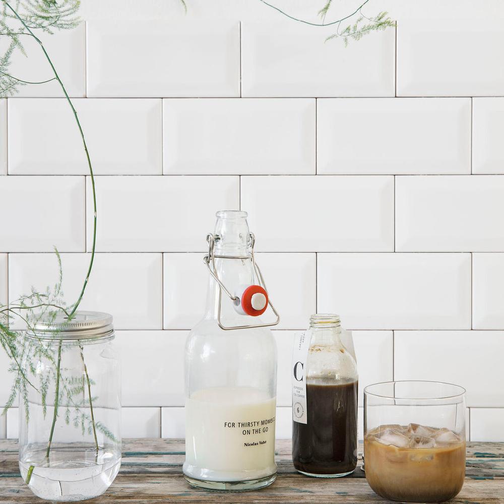 Greige Reusable Bottle With Flip Top Lid