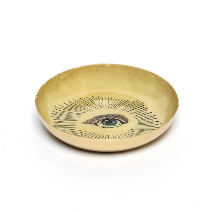 Greige Round Enamel Tray - Eye