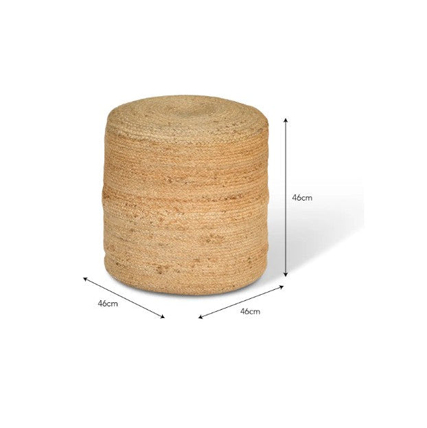 Greige Round Natural Jute Stool