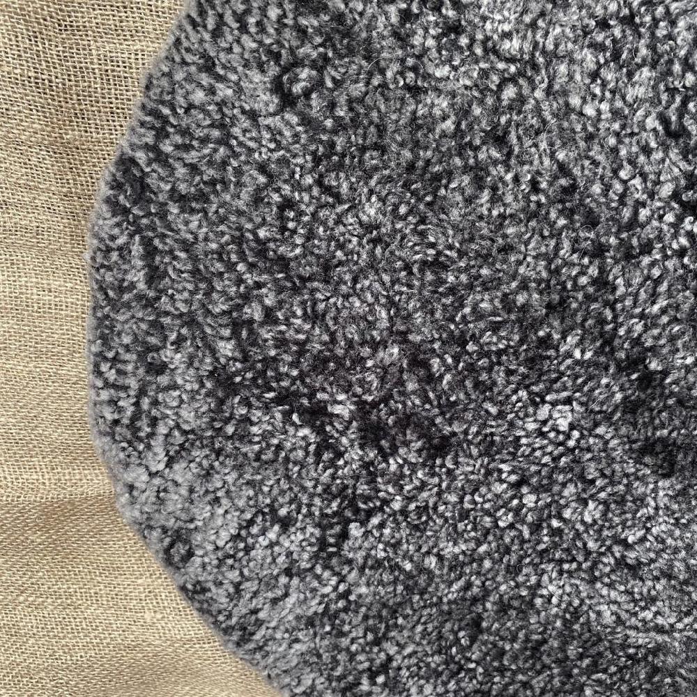 Greige Round Padded Curly Sheepskin Seatpad