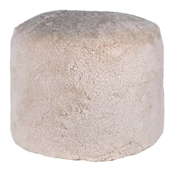 greige Round Sheepskin Pouffe or Footstool - Cream