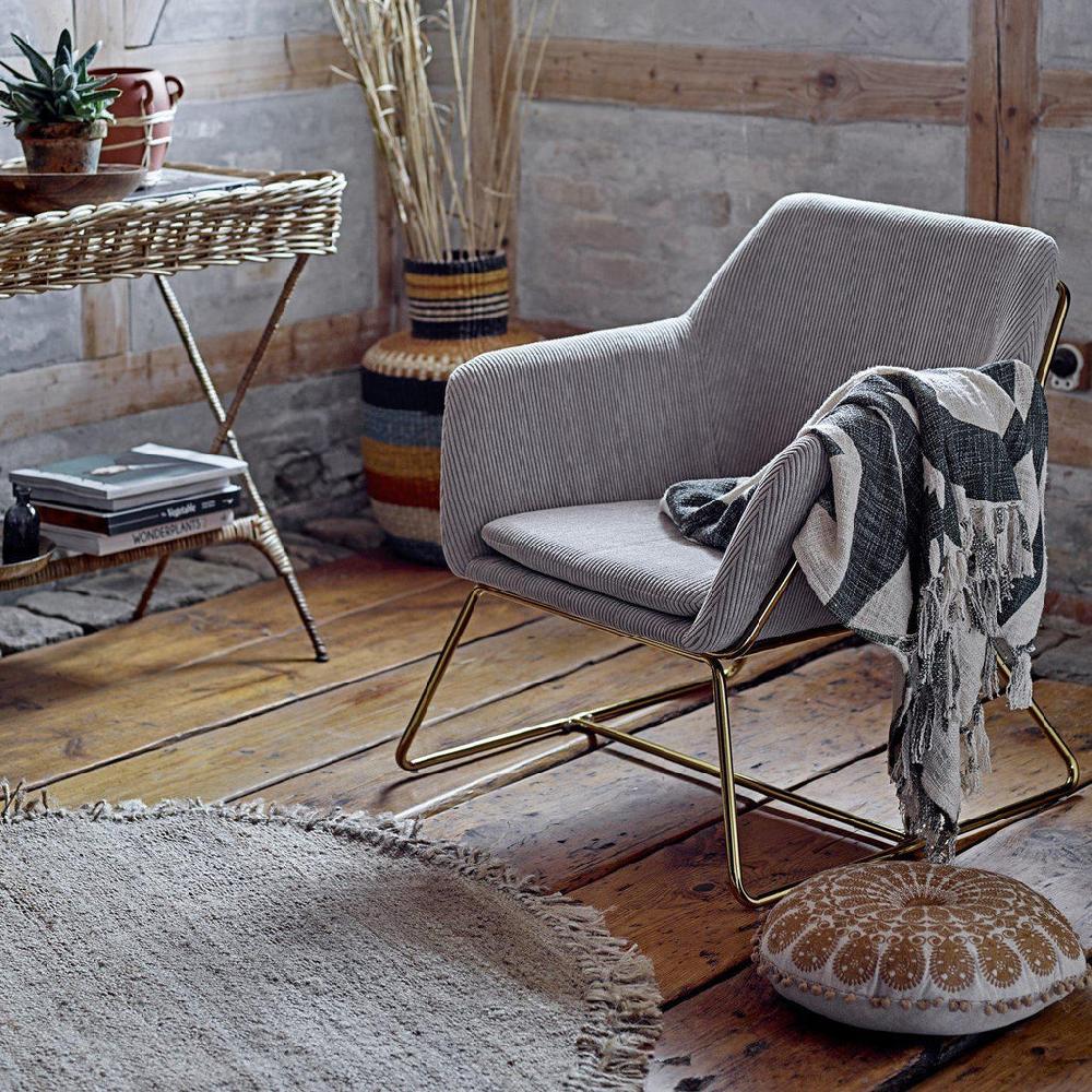 Greige Round Woven Jute Rug With Fringe