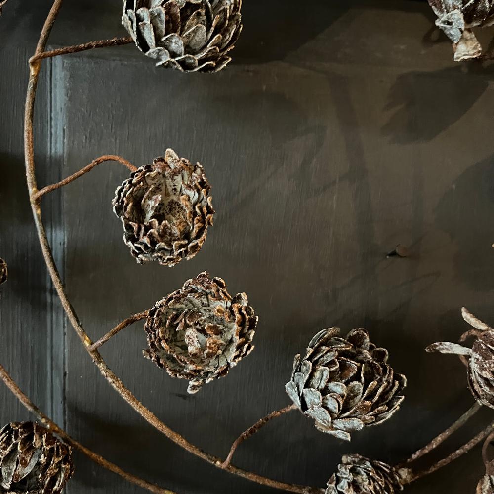 Greige Rustic Aged Zinc Bud Wreath