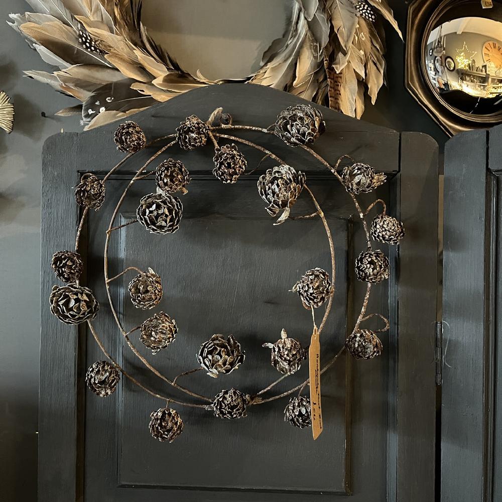 greige Rustic Aged Zinc Bud Wreath