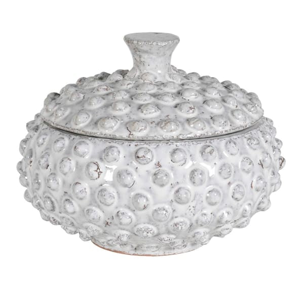 Greige Rustic Bobble Ceramic Jar With Lid
