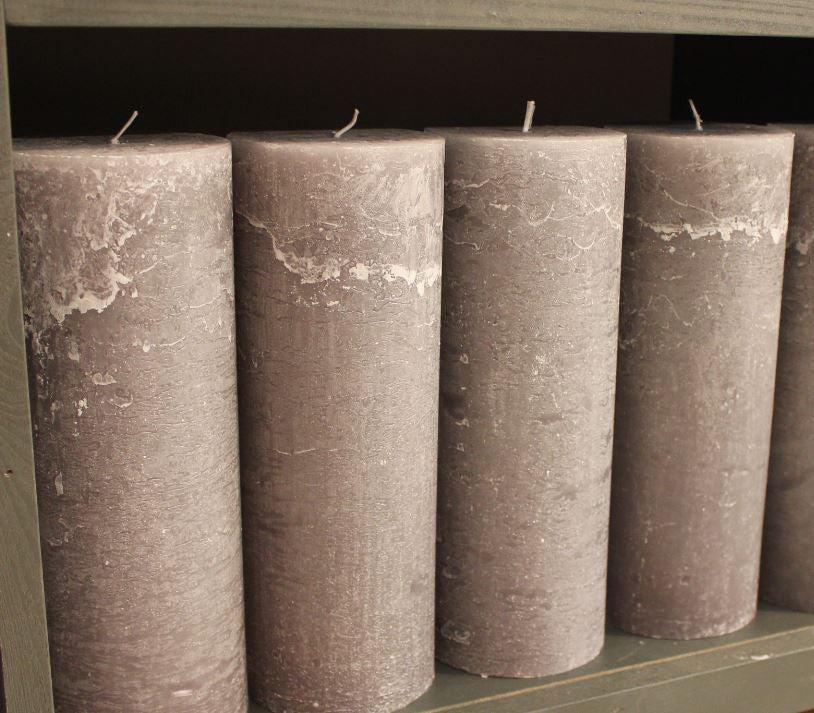 greige Rustic Pillar Candles - Taupe - Various Sizes