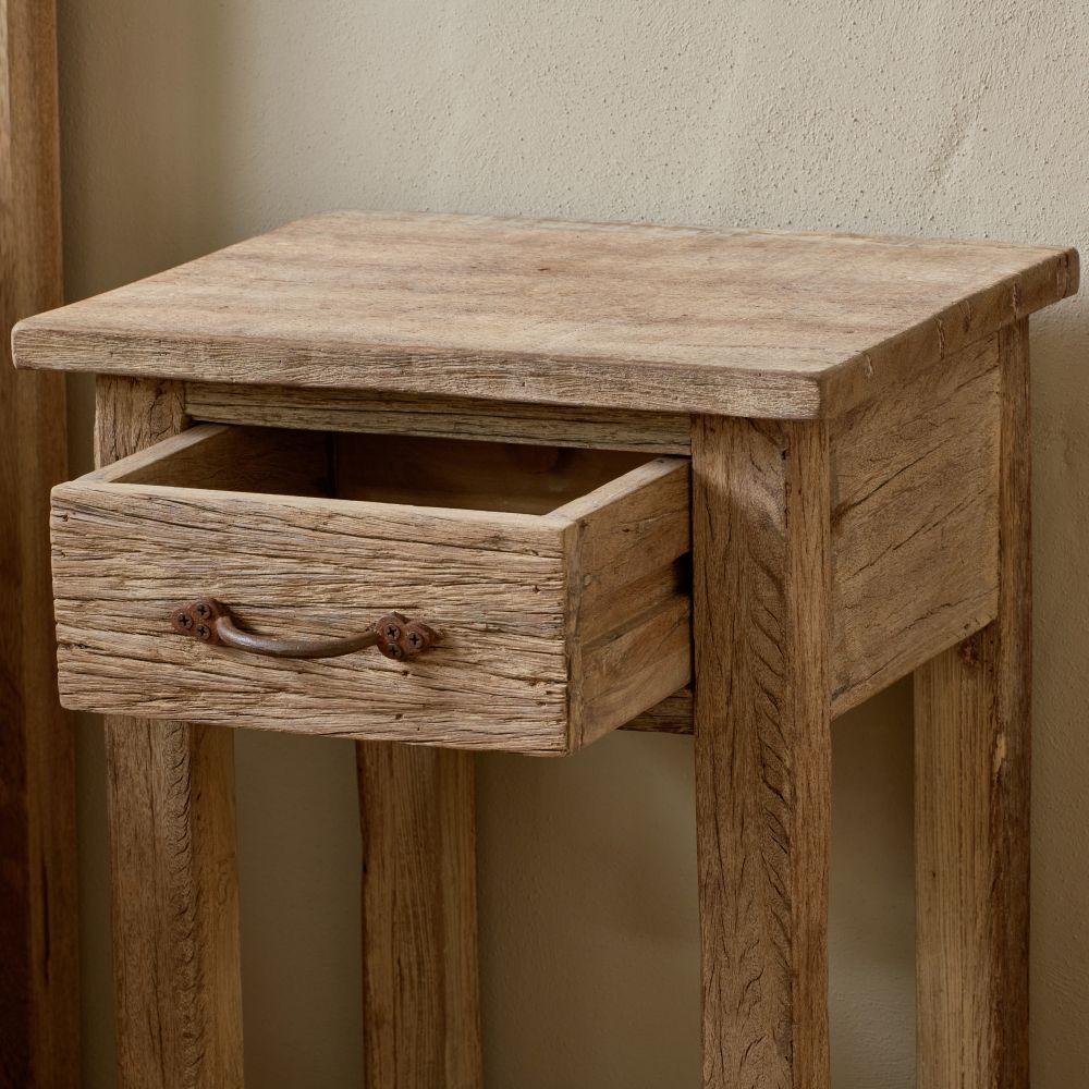 Greige Rustic Reclaimed Wood Bedside Table