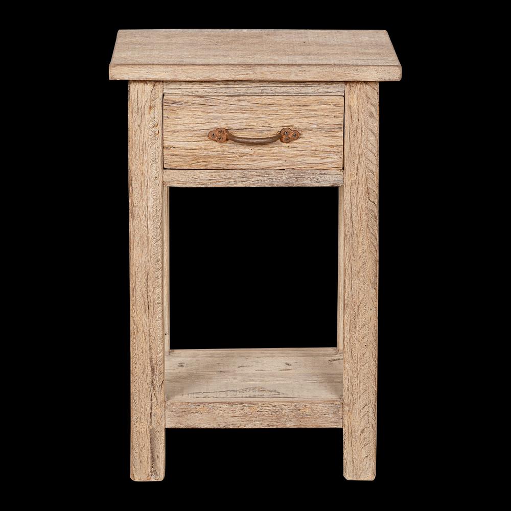Greige Rustic Reclaimed Wood Bedside Table