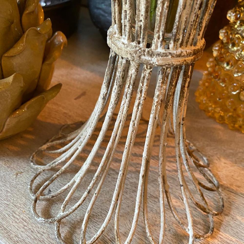 Greige Rustic Tall Wire And Glass Vase - Two Styles
