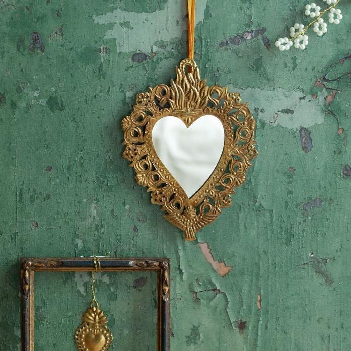 greige Sacred Heart Mirror