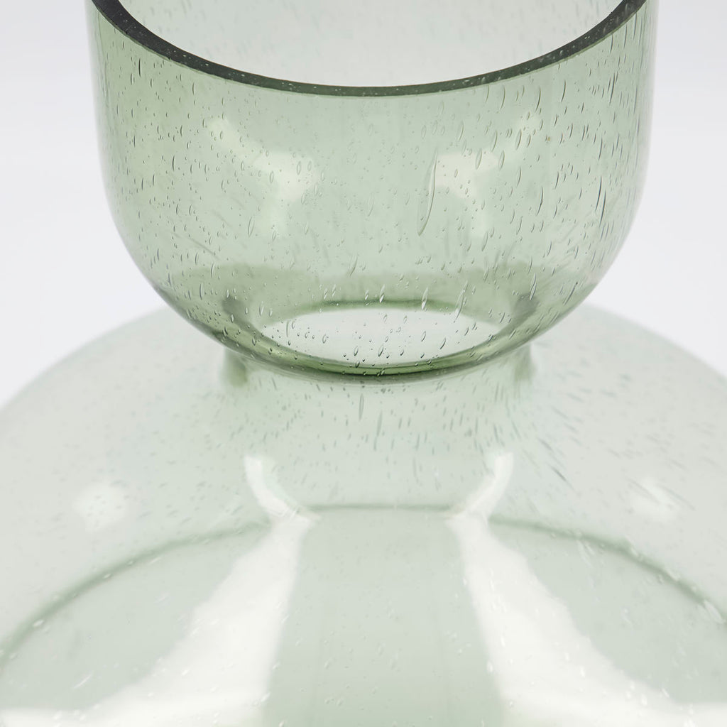 Greige Sculptural Bubble Glass Vase - Green