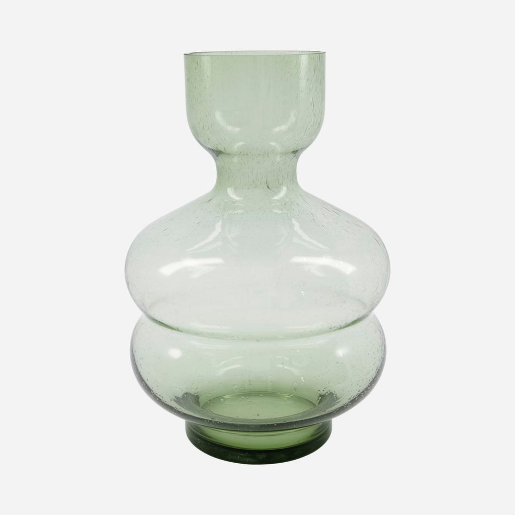greige Sculptural Bubble Glass Vase - Green