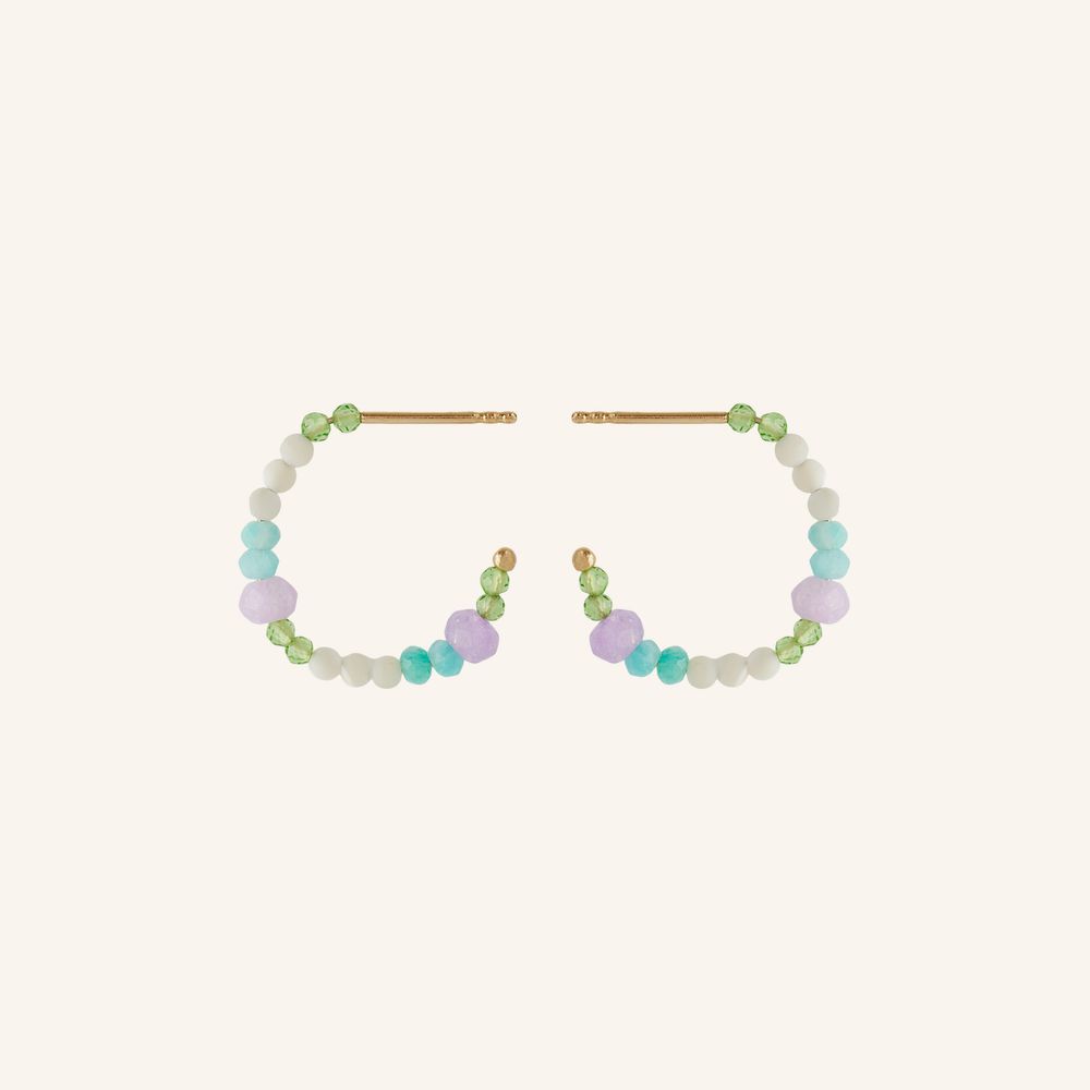 Greige Sea Colour Hoops - Gold - Pernille Corydon