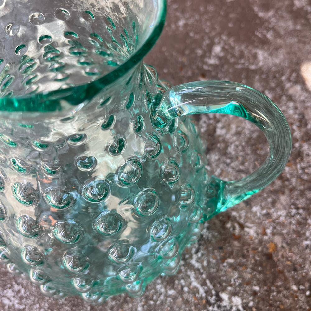 Greige Sea Green Glass Bubble Pitcher