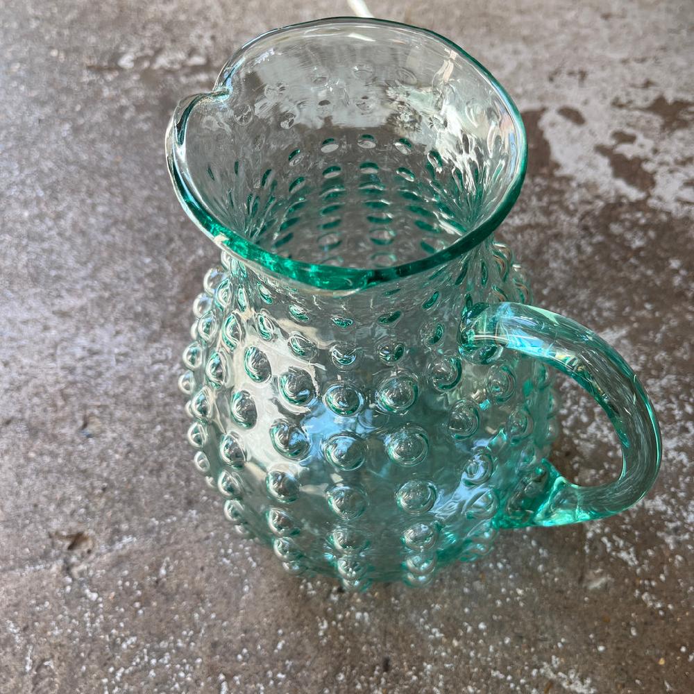 Greige Sea Green Glass Bubble Pitcher
