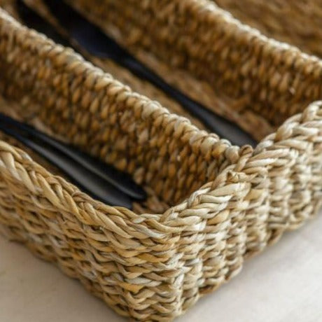 Greige Seagrass Cutlery Tray