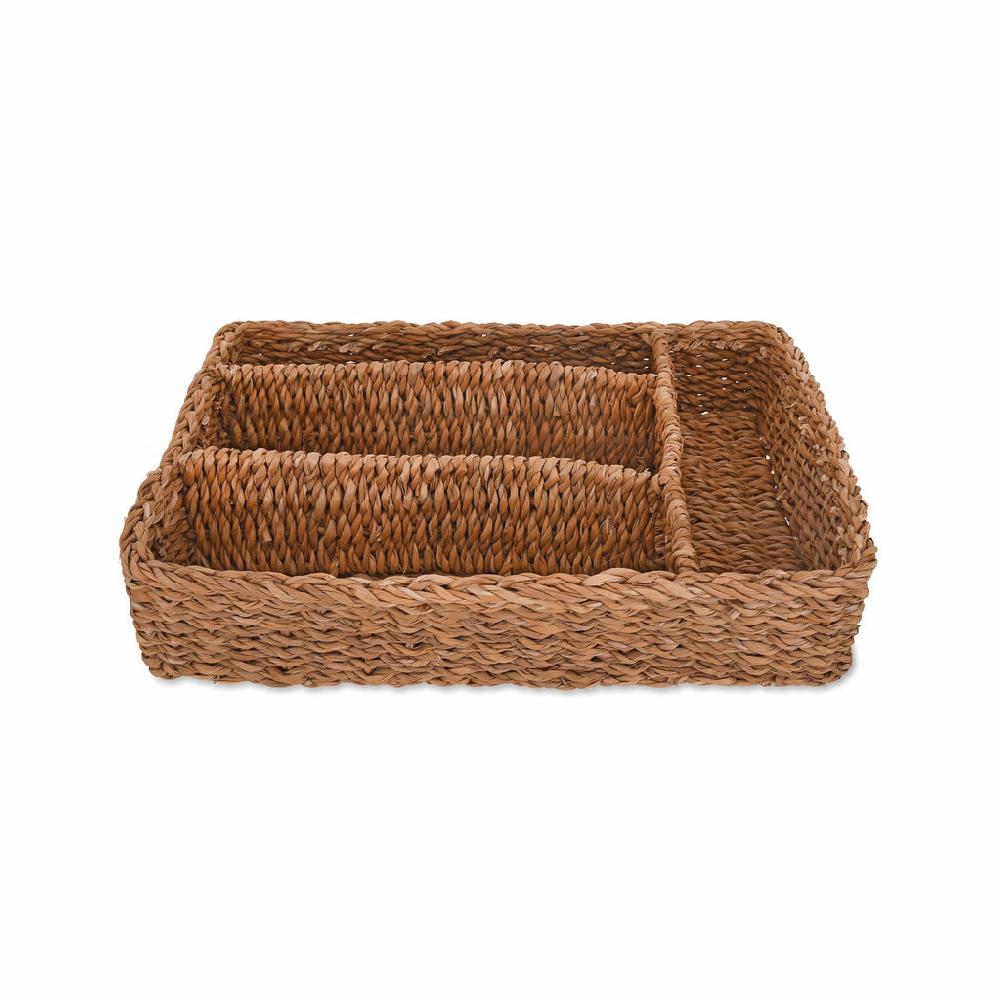 Greige Seagrass Cutlery Tray